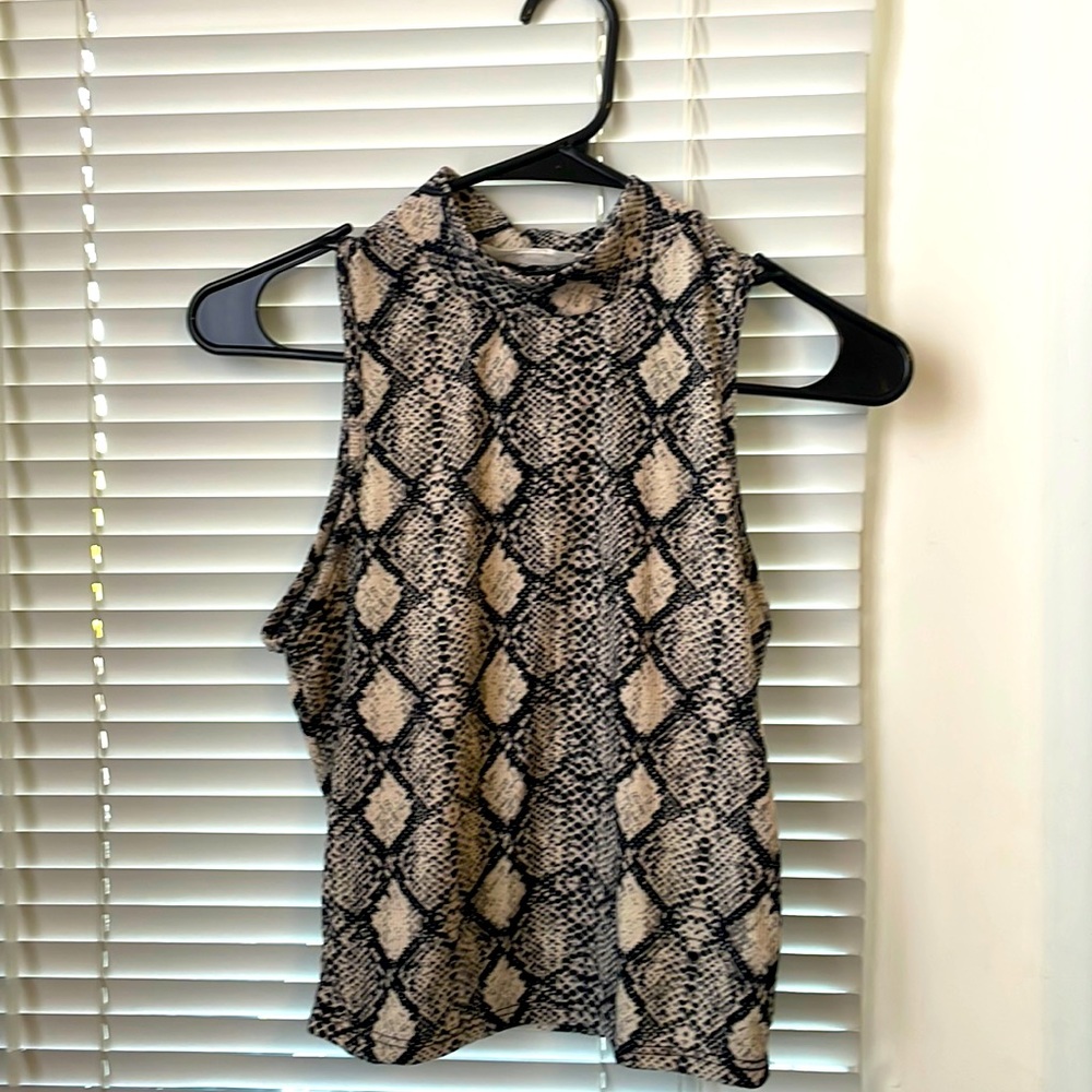 Snakeskin high neck tank top